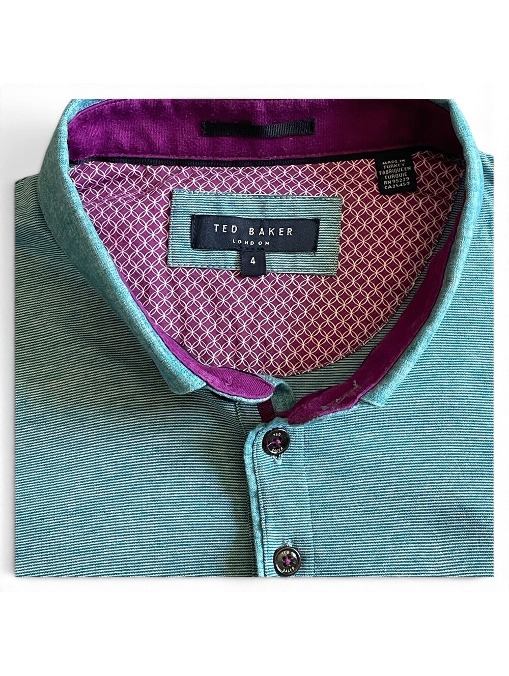 Ted Baker Mens Teal Polo SS Shirt US MED Cotton Chest Pocket